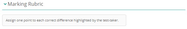 Marking Rubric instructions displayed on the marking screen
