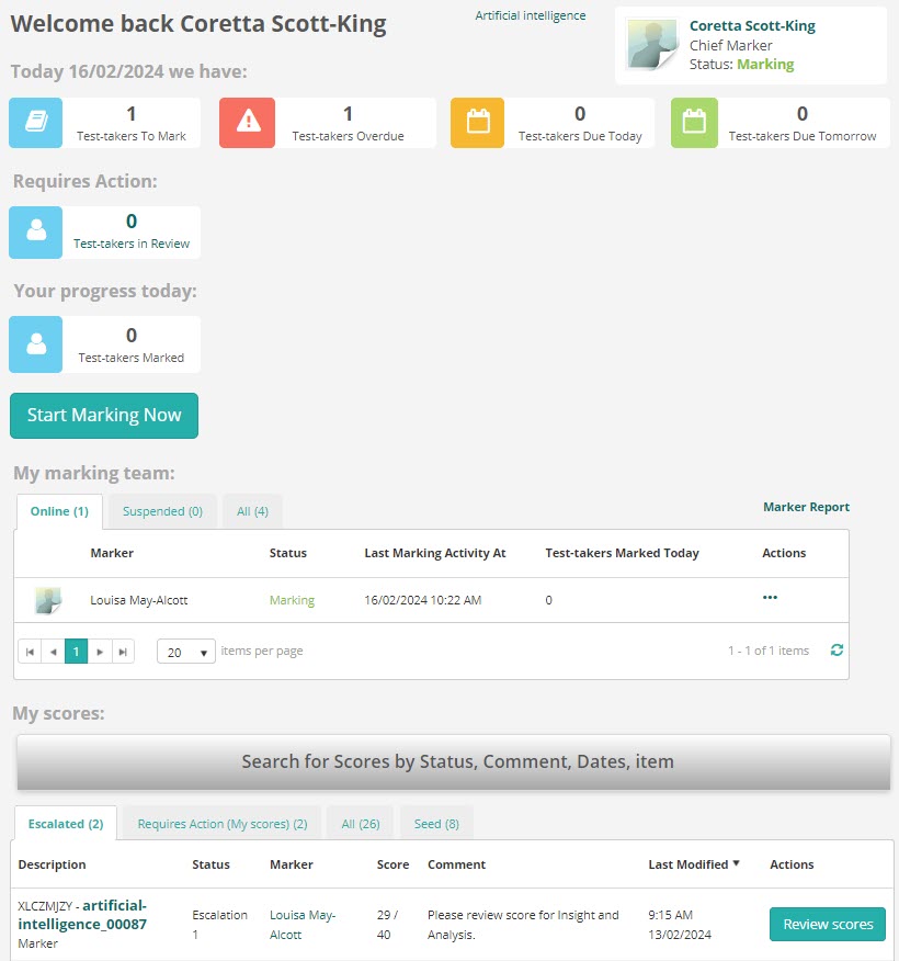 Overview of the enrolment-based marking interface