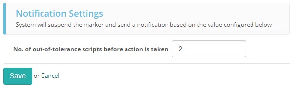 Notification settings showing suspension threshold configuration