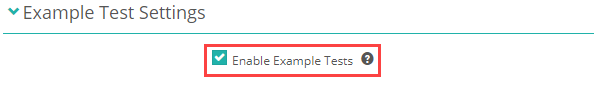 Enable Example Tests checkbox