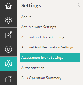 Assessment Event Settings navigation