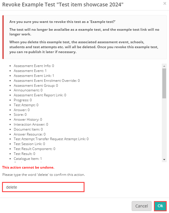 Revoke confirmation modal