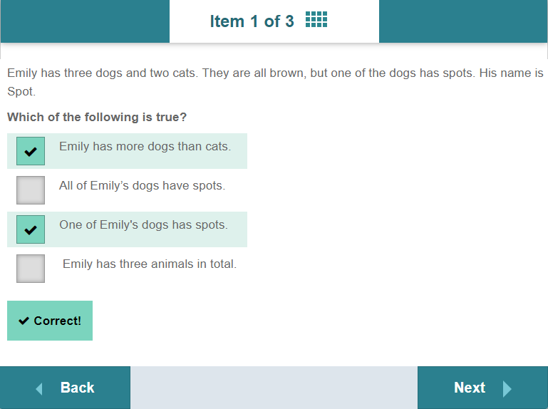 Item displayed in test player