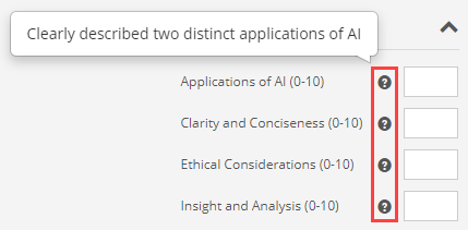 Tooltip showing Description on hover