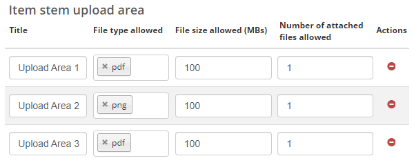 Item stem upload area