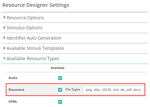 Available file types