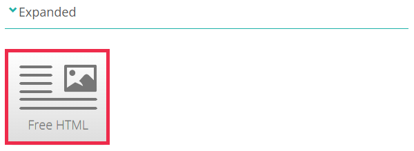The Expanded section open showing the Free HTML option