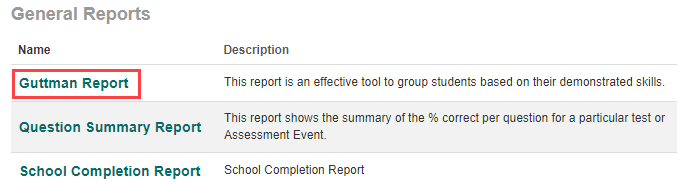 General reports selection