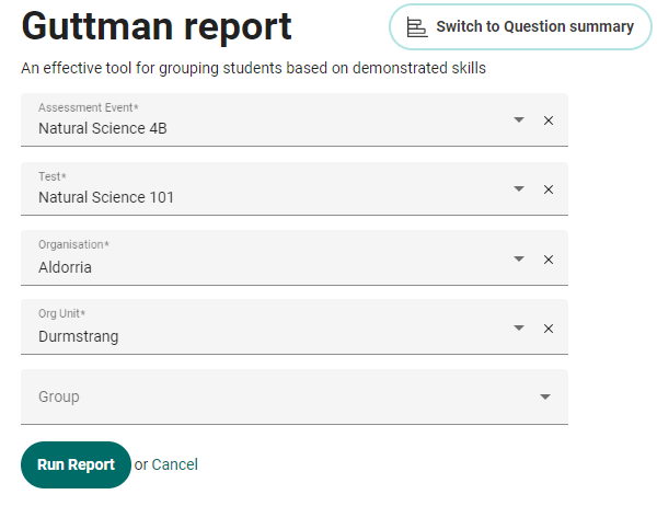 Guttman report selectors