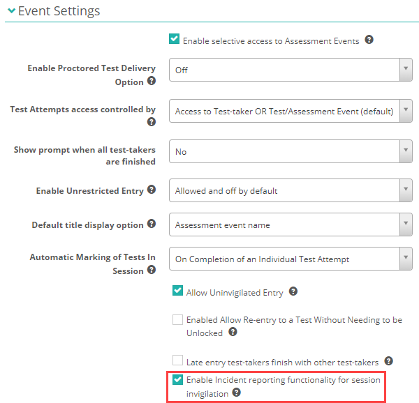 Enable incident reporting setting
