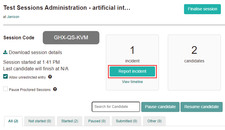Report incident button