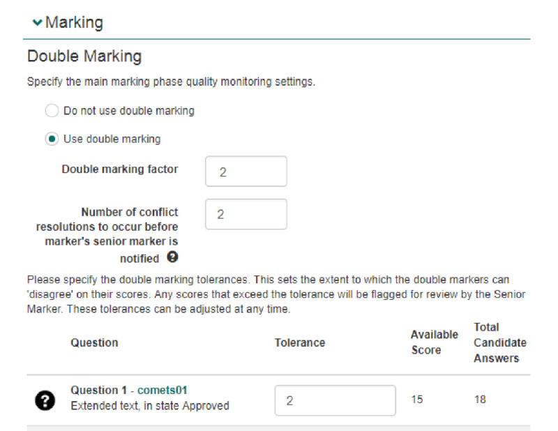 Double marking overview