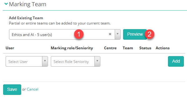 Selecting a group and previewing