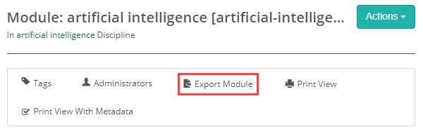 Export Module option in the module actions bar
