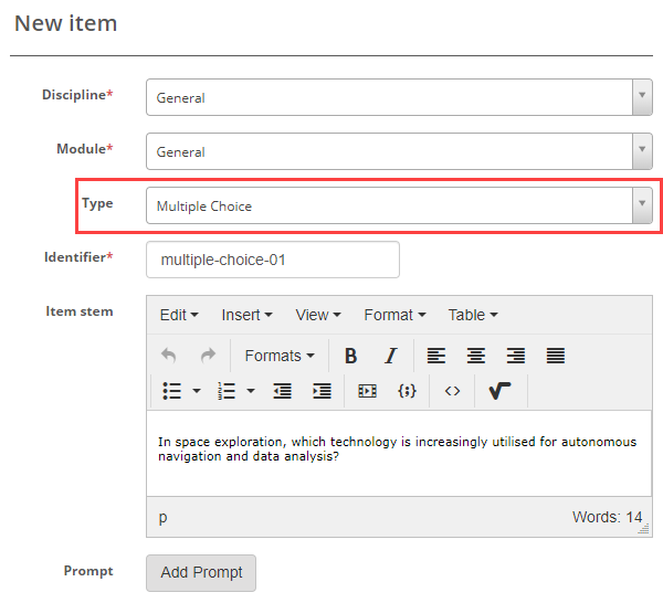 Create a multiple-choice item (3)