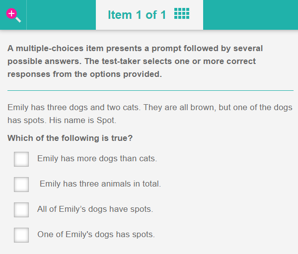 Multiple choices item example - blank