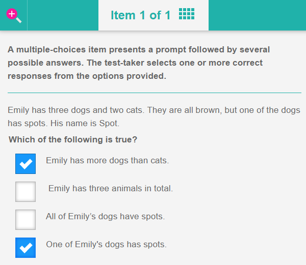 Multiple choices item example - completed