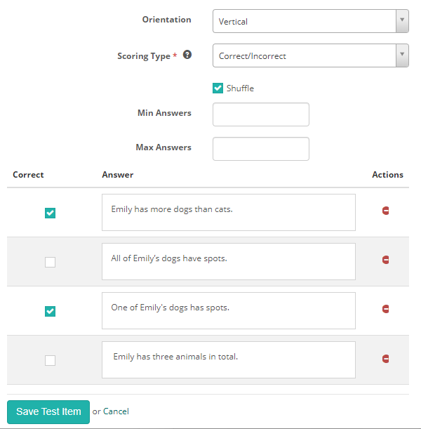 Answers and correct options