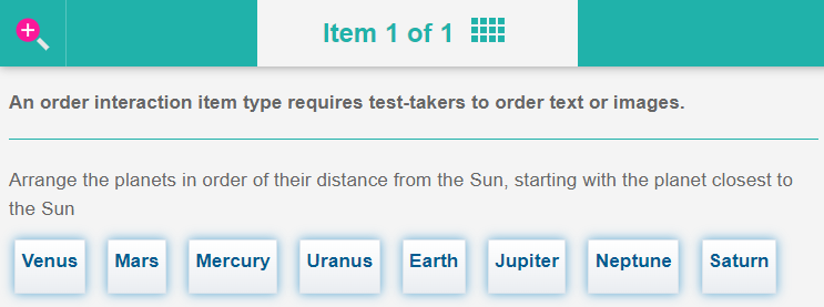 Example of order interaction item - initial state
