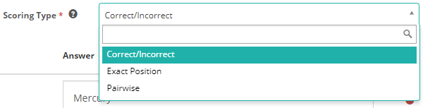 Scoring type options
