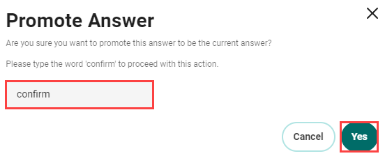Promote answer confirmation
