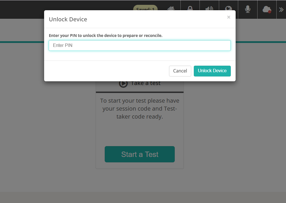 Unlock Device PIN entry dialog