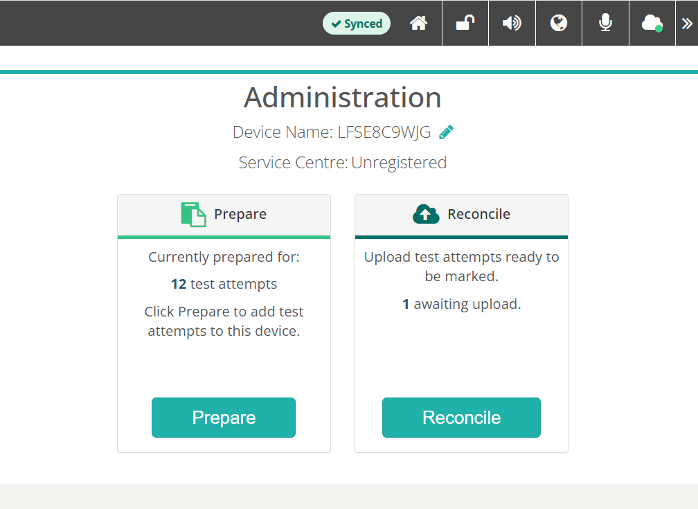 Administration page with the Reconcile tile
