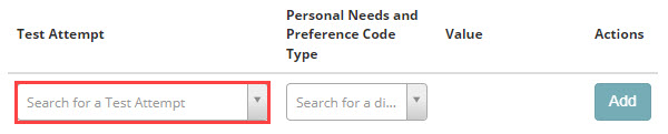 Discipline or Test Attempt drop-down