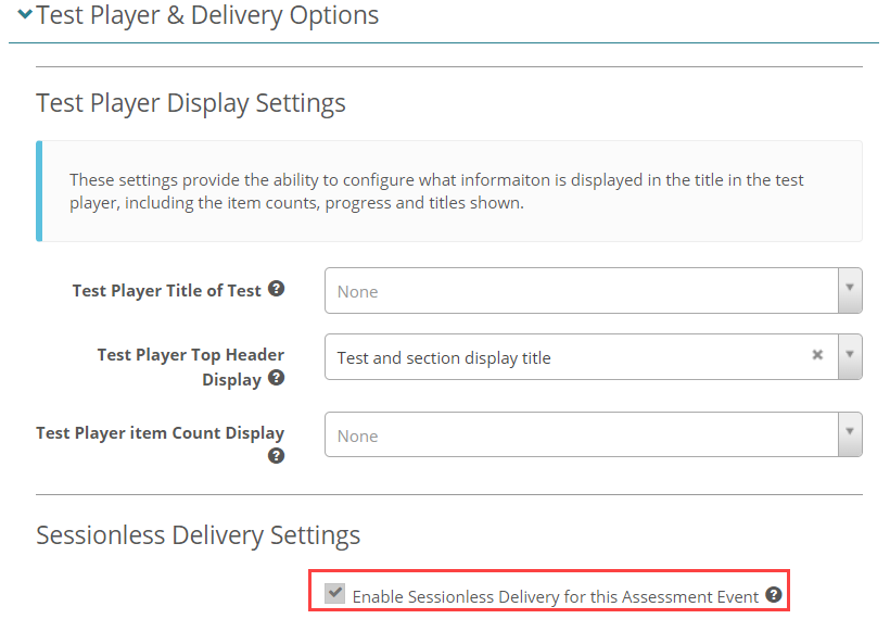 Session delivery settings