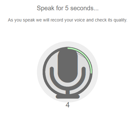 The Recording screen where the system captures the test-takers' voices