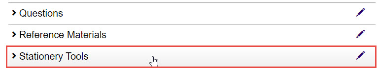 Edit icon next to the Stationery Tools expandable section