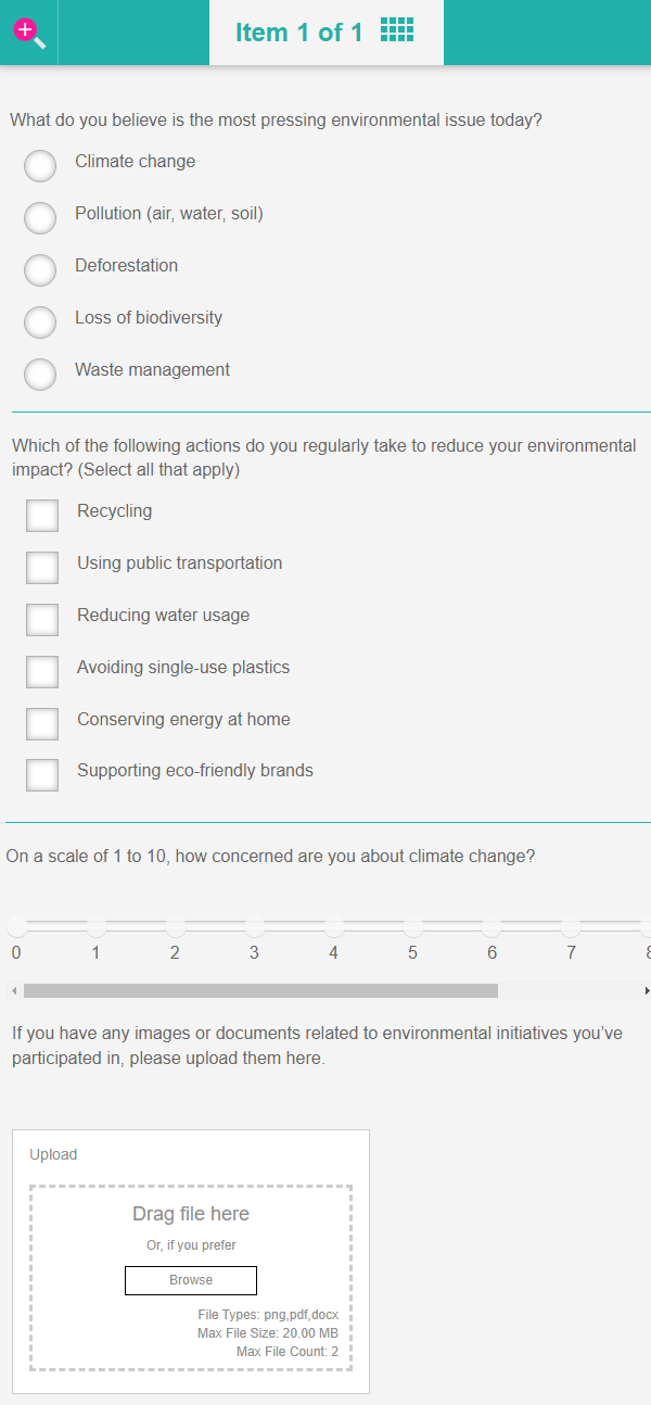 Example survey section