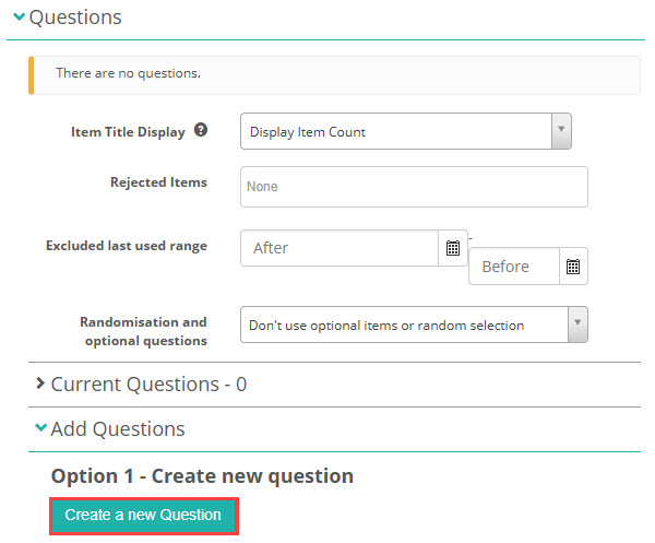 Create a new Question option