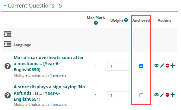 Anchored items