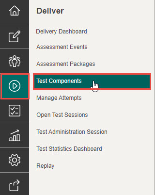 Select Deliver then Test Components
