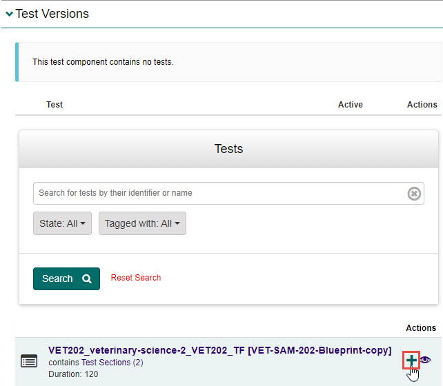 Search and add test version