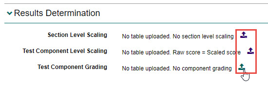 Import icon next to Results Determination options