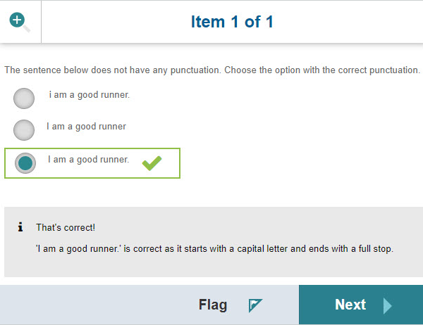 Item feedback shown to a test-taker immediately after answering