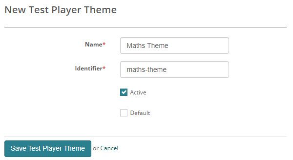 New Test Player Theme screen