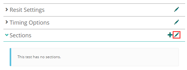 Pencil icon on the Sections expandable