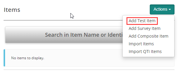 Add Test Item button