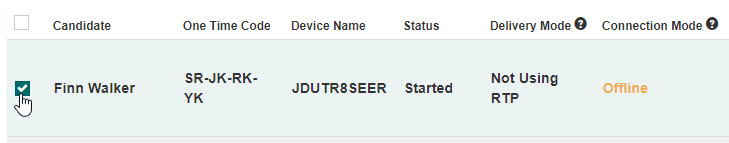Select test-taker checkbox