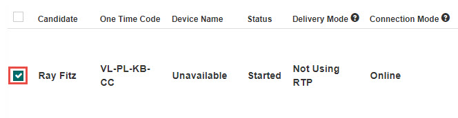 Select test-taker checkbox