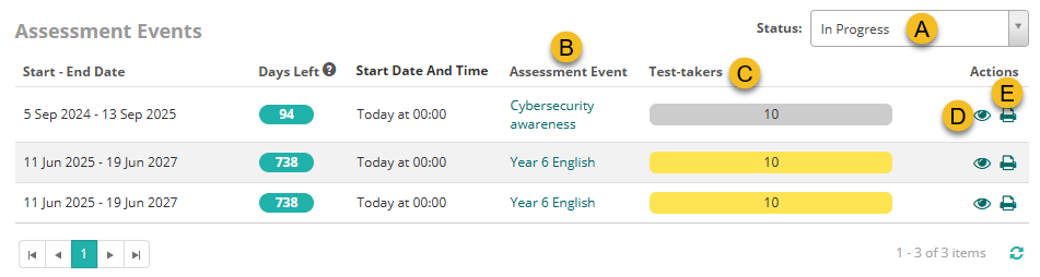 Assessment events