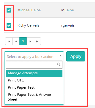 Bulk actions