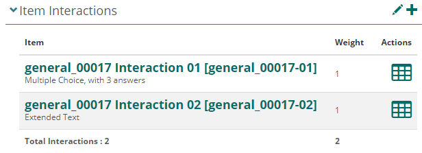 Two item interactions