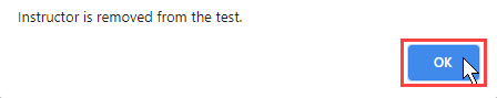 Confirmation popup with OK button highlighted