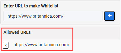Allowed URLs list