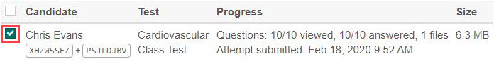Test attempt checkbox selected