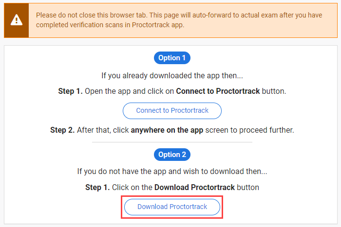 Download Proctortrack screen